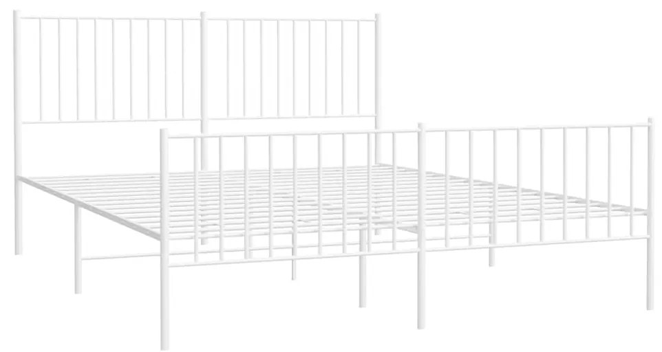 Estrutura de cama com cabeceira e pés 150x200 cm metal branco