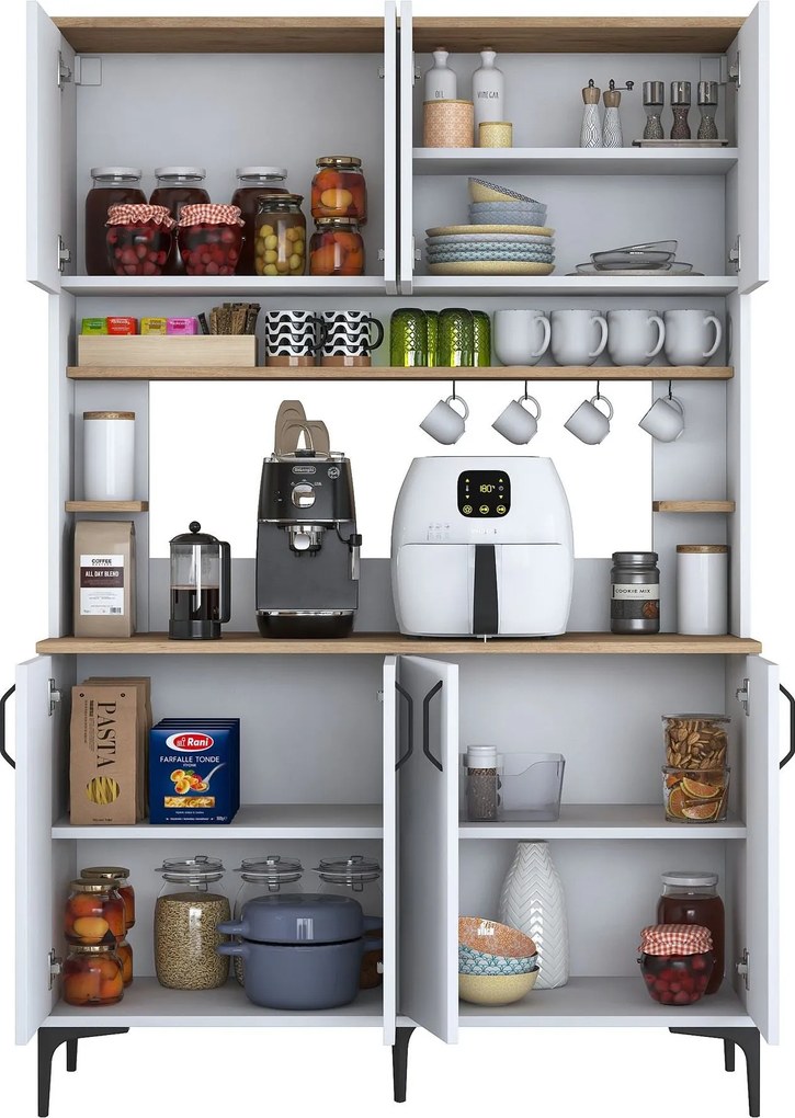 Armário Alto de Cozinha "Stella" - 120 x 184,2 x 40 cm - Nogueira e Br