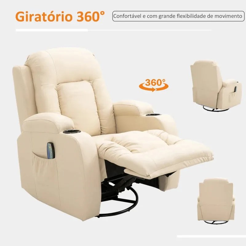 Poltrona de Massagem Reclinável até 150° Poltrona Relax com 8 Pontos d