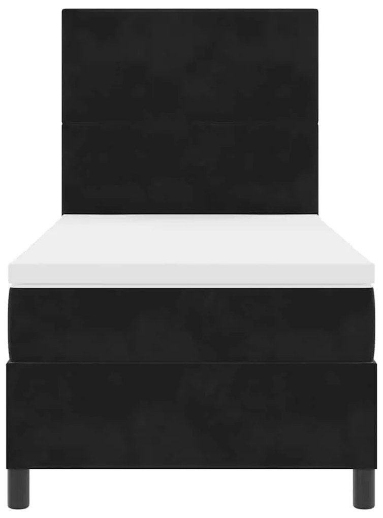 Cama Box Spring vidaXL com Colchão e LED Preto 90x190 cm Veludo