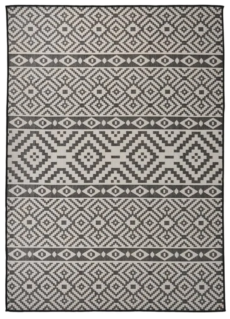 Tapete de tecido plano para exterior 120x170 cm riscas pretas