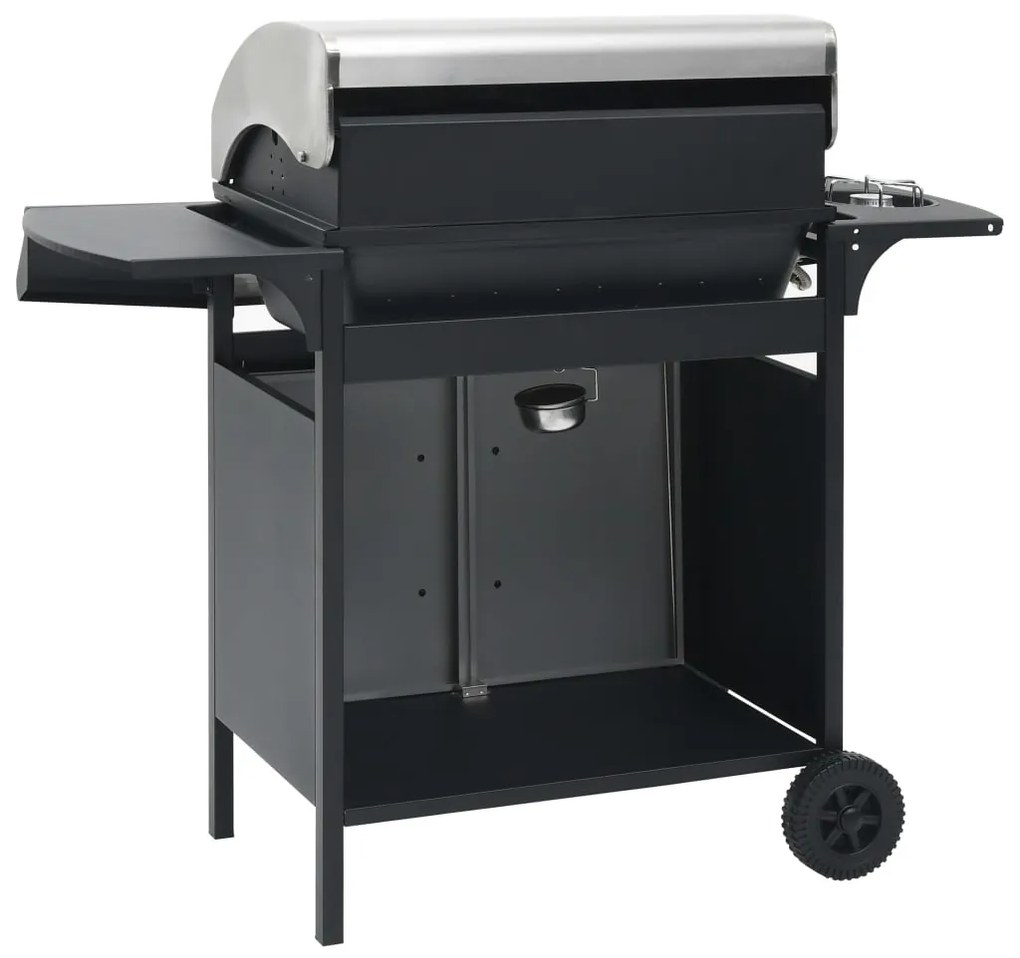 Grelhador/barbecue a gás 4+1 zonas de cozinhar preto e prateado