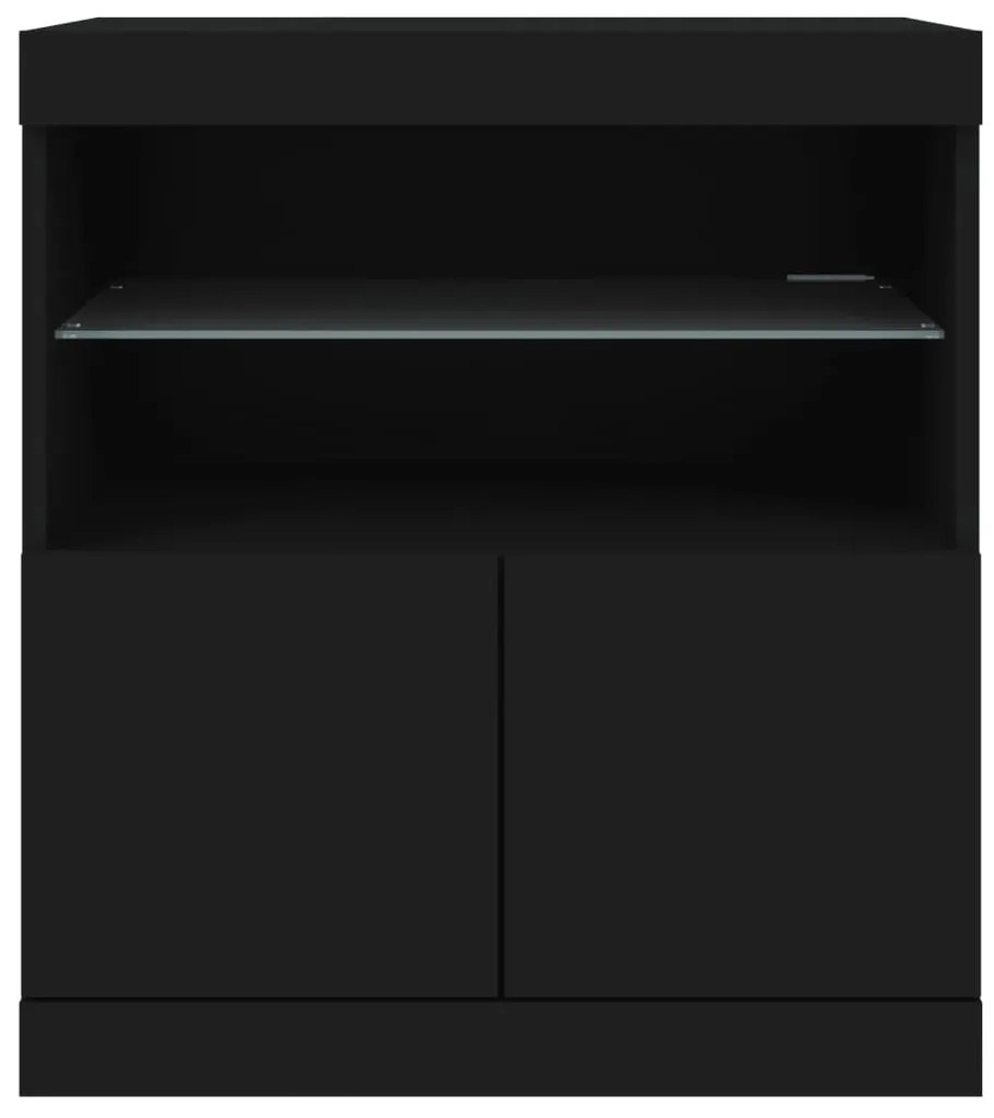 Aparador com luzes LED 60x37x67 cm preto