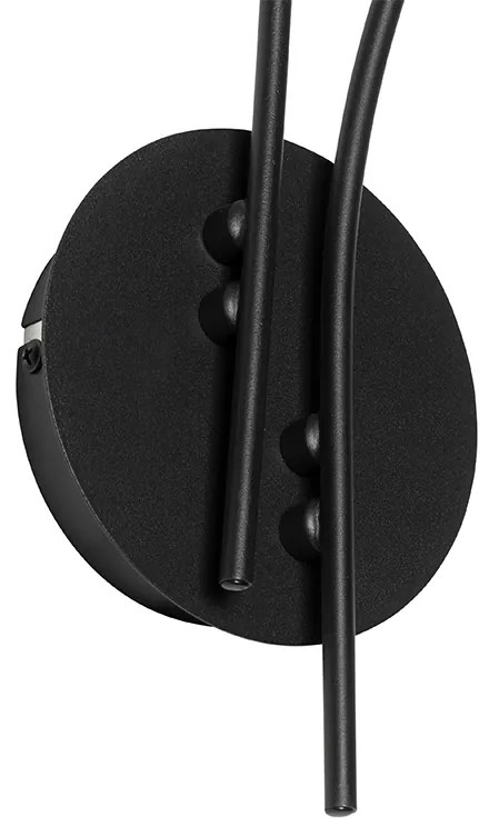 Candeeiro de parede moderno preto 2 luzes com vidro fumê - Atenas Rústico