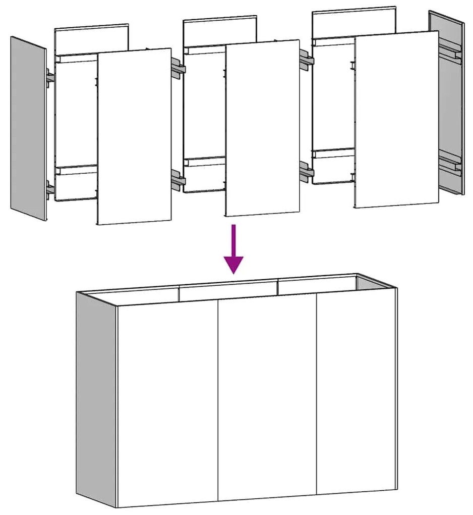 Planter 120x40x80 cm aço galvanizado