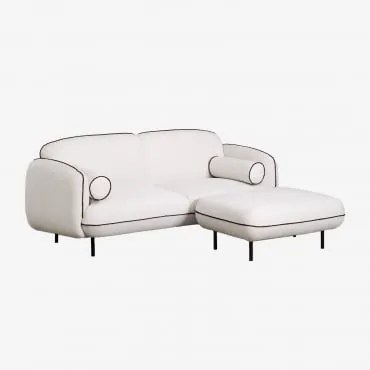 Sofá De 3 Lugares Com Puff Em Tecido Biel Tecido Branco - Sklum