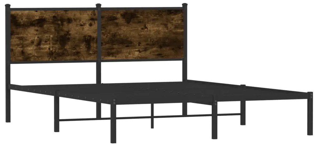 Estrutura de cama sem colchão 150x200 cm metal carvalho fumado