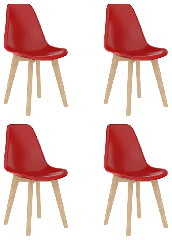 Cadeiras de jantar 4 pcs plástico vermelho