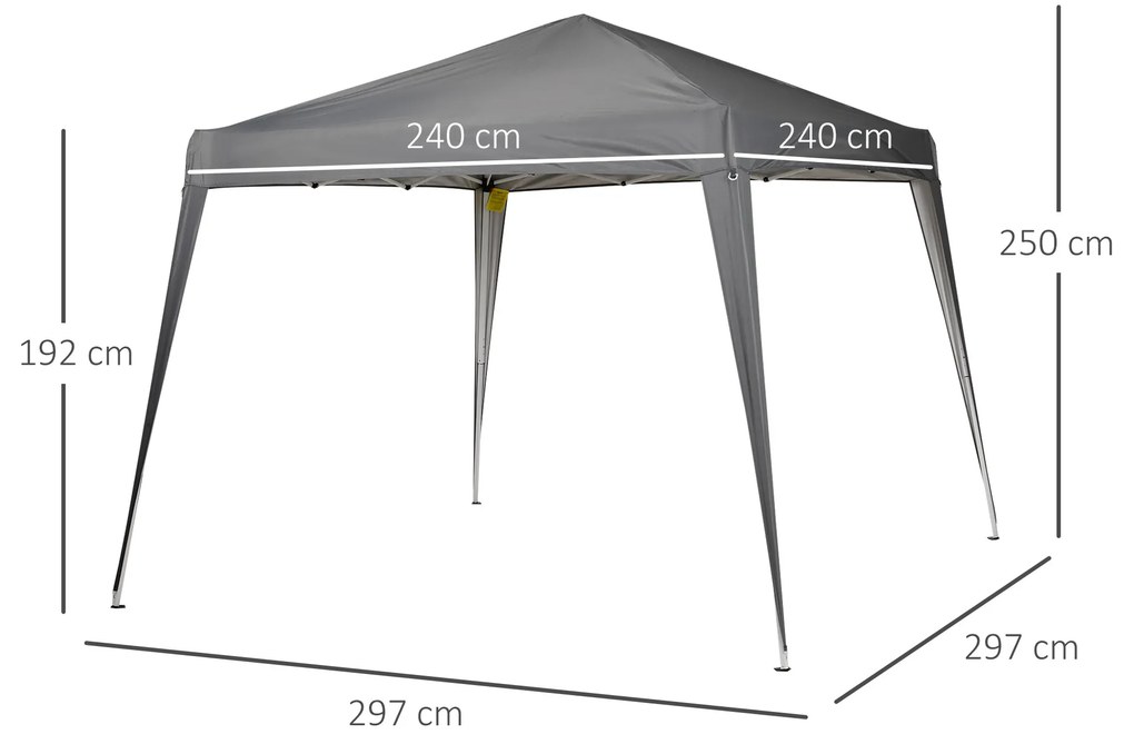 Tenda dobrável 3x3m Gazebo de jardim Pop Up Desenho de aço e capa de tecido Oxford cinza