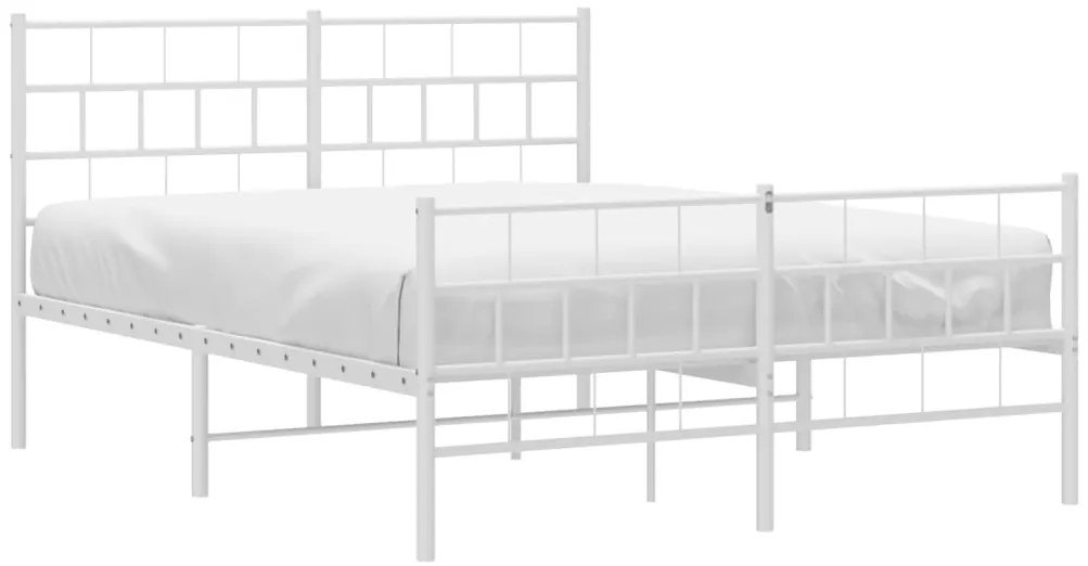 Estrutura de cama com cabeceira e pés 140x200 cm metal branco