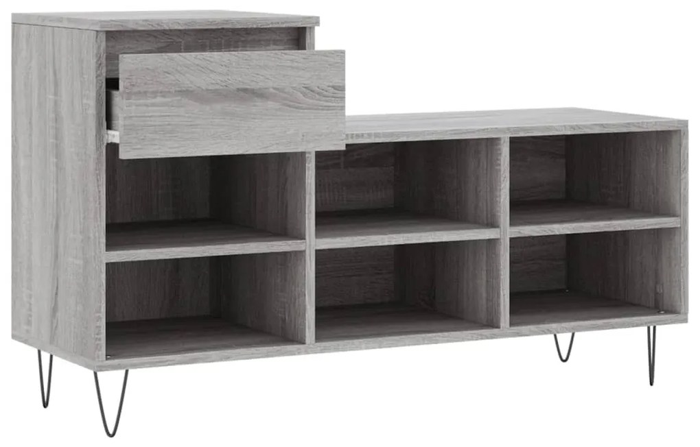 Sapateira 102x36x60 cm derivados de madeira cinzento sonoma