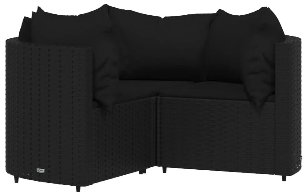 4 pcs conjunto lounge de jardim c/ almofadões vime PE preto