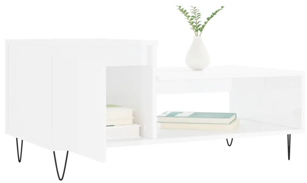 Mesa de centro 100x50x45 cm derivados madeira branco brilhante