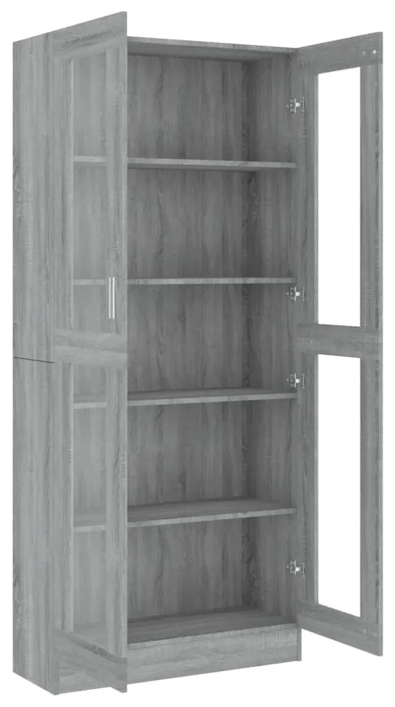 Vitrine 82,5x30,5x185,5 cm derivados madeira cinzento sonoma