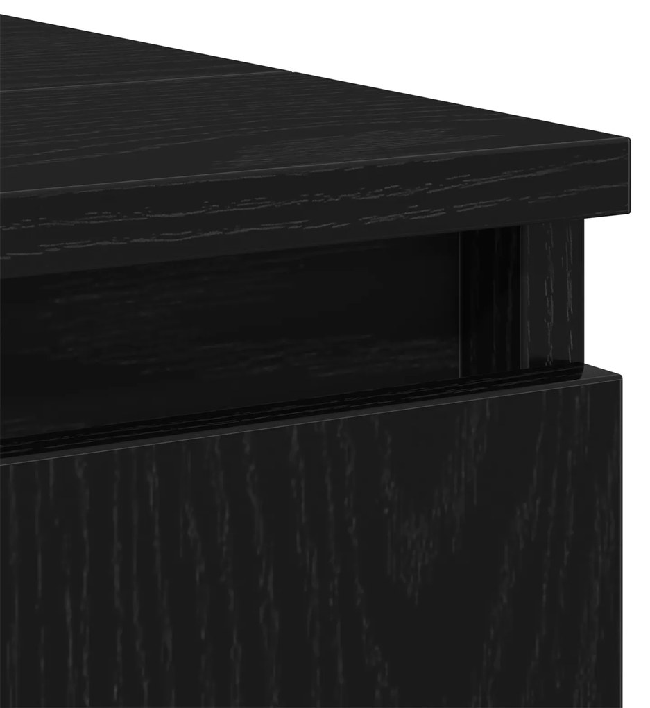 Conjunto de Móveis de Casa de Banho 3 Peças Carvalho Preto Madeira Eng