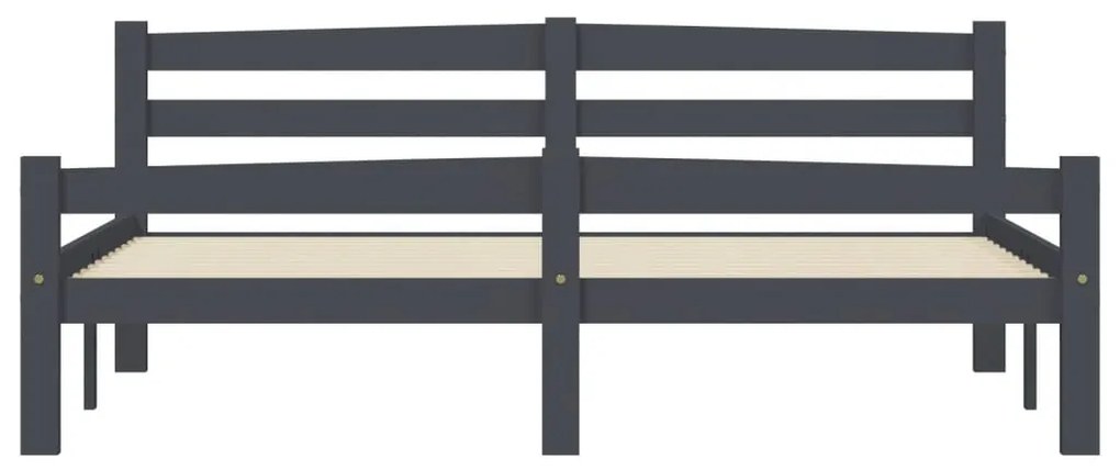 Estrutura de cama 160x200 cm pinho maciço cinzento-escuro