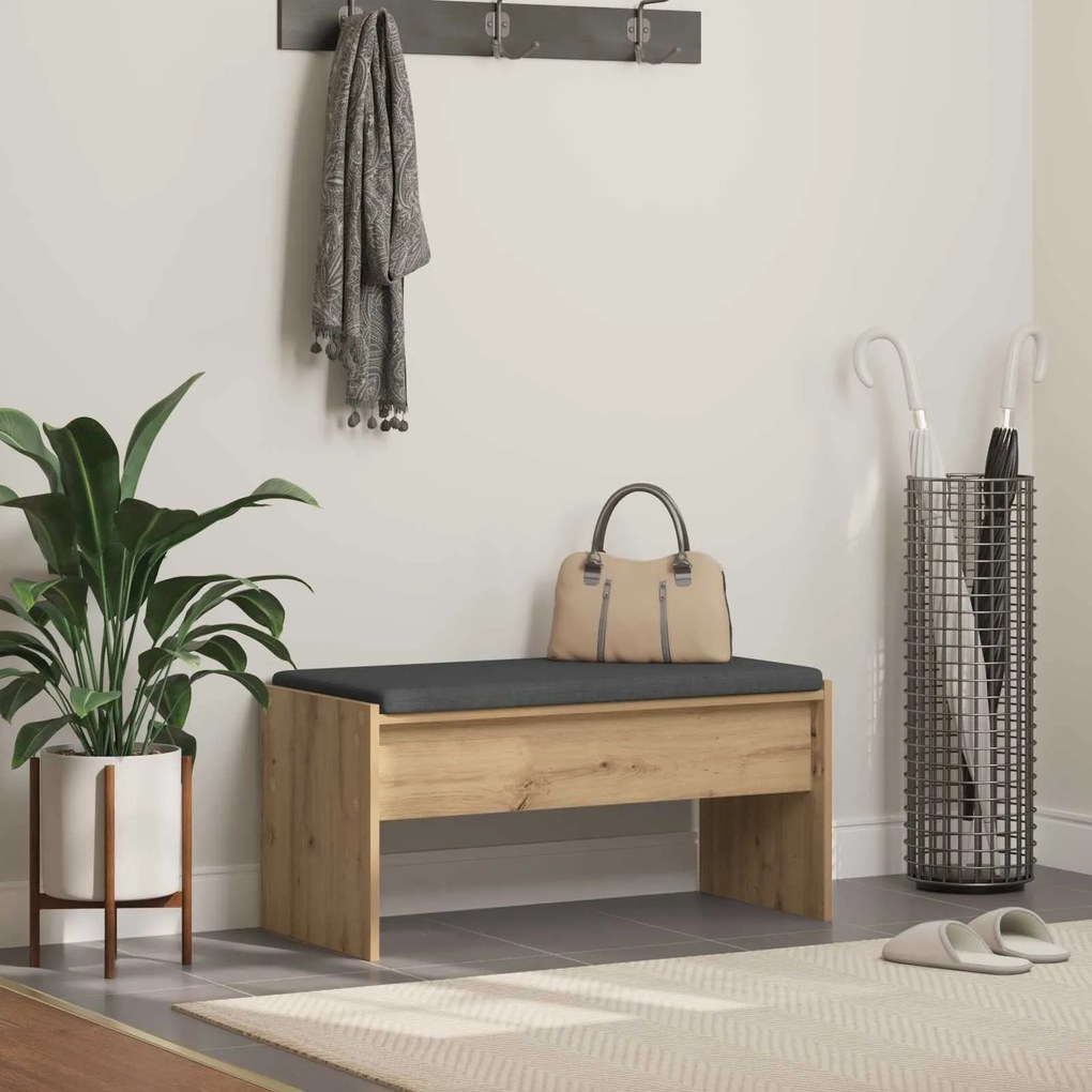vidaXL Banco de Hall com almofada Carvalho Artesanal 80 x 38 x 46 cm