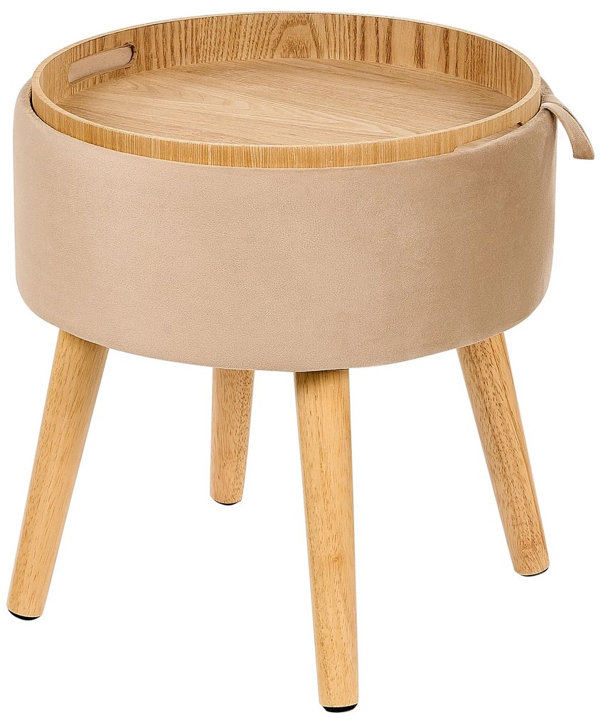 Tamborete com arrumação em veludo creme NEELY Beliani