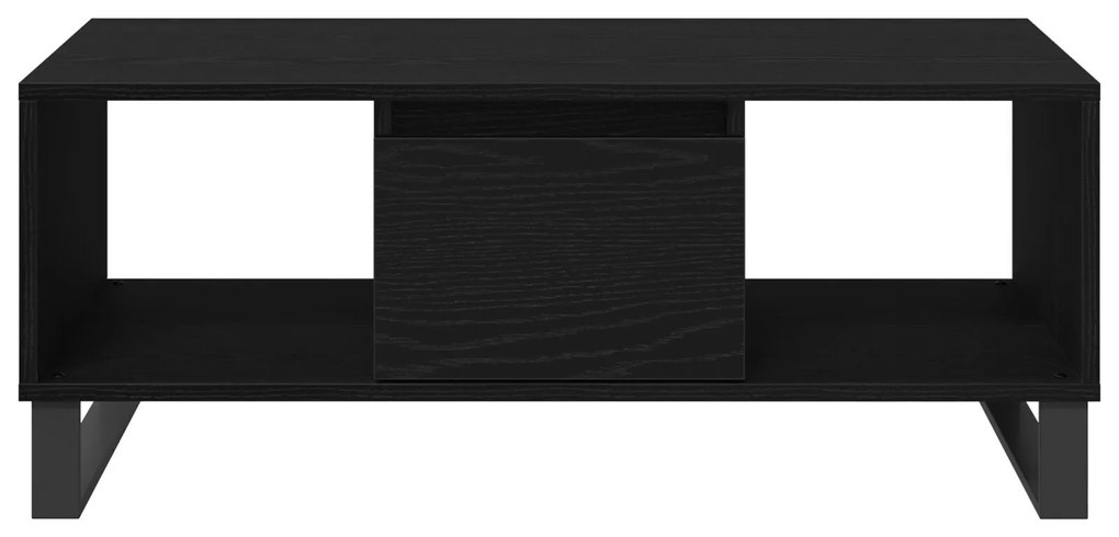Mesa de Centro vidaXL Preto Carvalho 90x50x36,5 cm Madeira Revestida