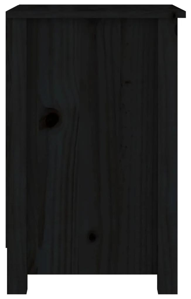 Mesas de cabeceira 2 pcs 40x35x55 cm pinho maciço preto