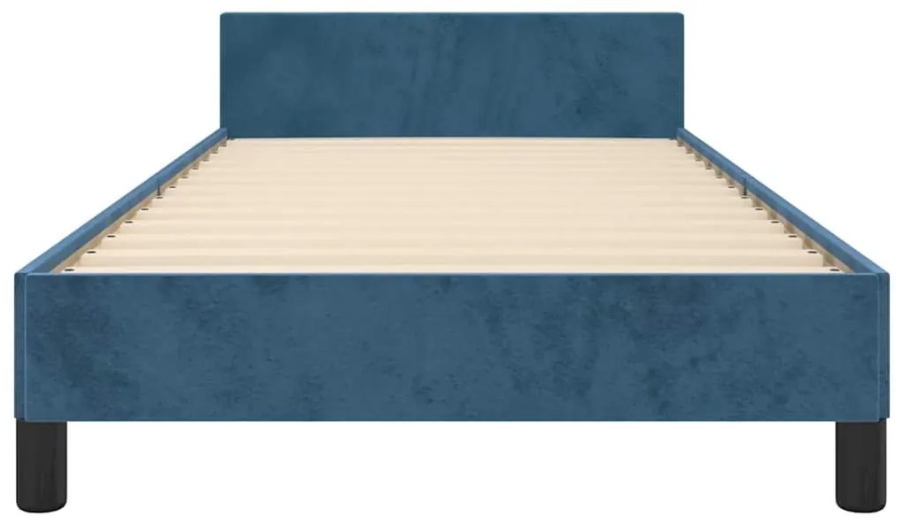Estrutura de cama sem colchão 80x200 cm veludo azul-escuro