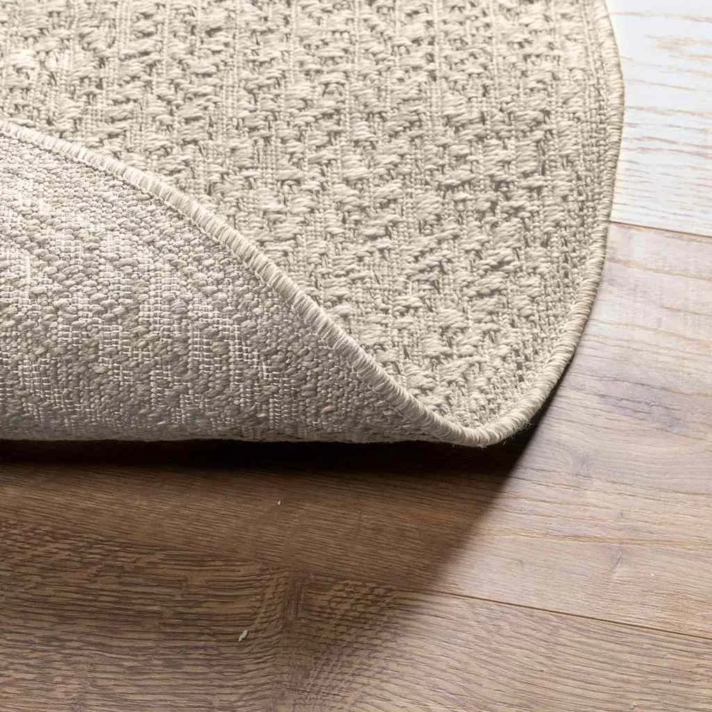 Tapete ZIZUR creme Ø 120 cm aspeto de juta interior e exterior