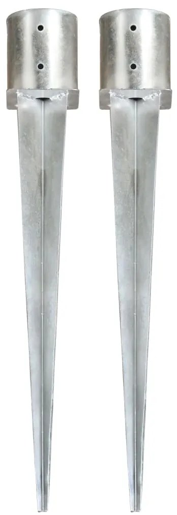 vidaXL Estacas de enterrar 2 pcs 12x91 cm aço galvanizado prateado