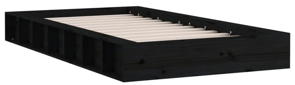 Estrutura de cama casal 135x190 cm madeira maciça preto