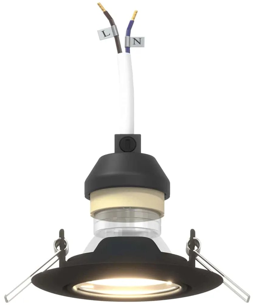 Luminárias Embutidas 12 pcs Redondas GU10 Pretas Ø90 mm em Aço