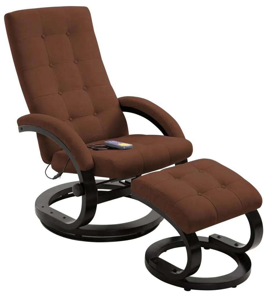 Cadeira massagens reclinável c/ apoio pés acamurçada castanho