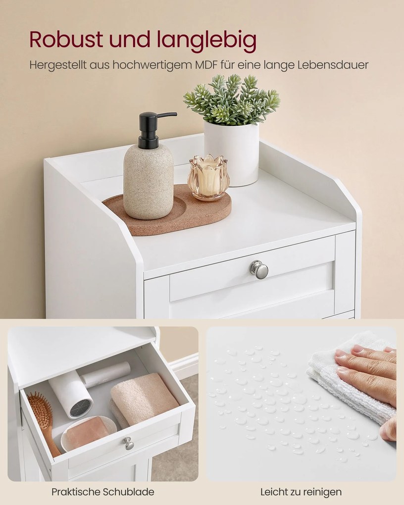 Armário de casa de banho com cesto para roupa suja 40 x 40 x 80,2 cm Branco