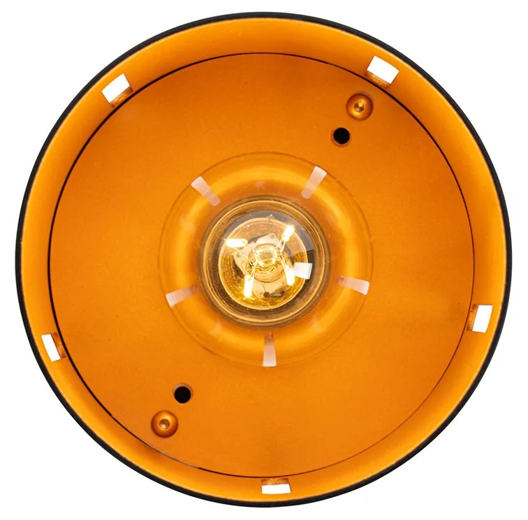 Candeeiro de teto design preto com interior dourado - Yana