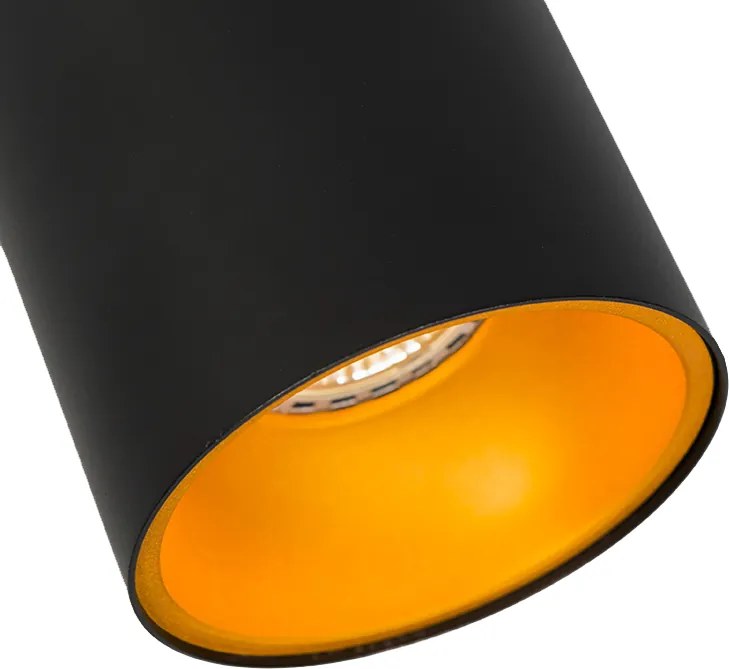 Conjunto de 4 focos modernos preto com dourado GU10 50mm - Deep