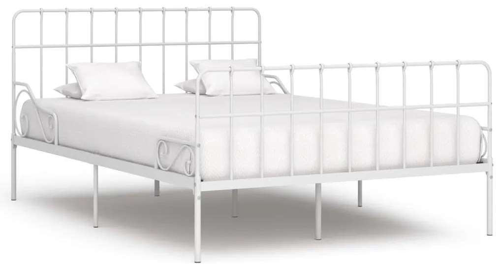 Estrutura de cama com estrado de ripas 140x200 cm metal branco