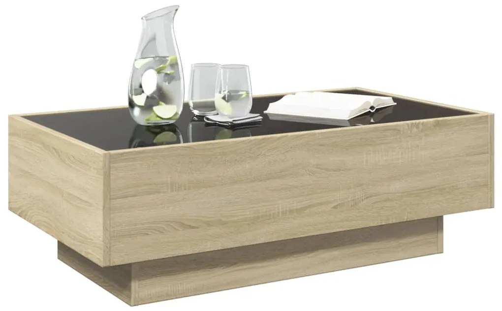 Mesa de centro c/ LEDs 90x50x30 cm derivados de madeira