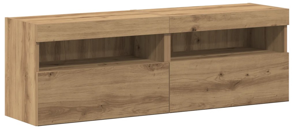 Armários de TV vidaXL com Luzes LED 2 pcs Carvalho Artesanal 80x30x30