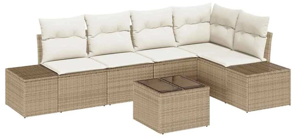 Sofá de Jardim 6 Peças com Almofadas em Rattan Sintético Marrom
