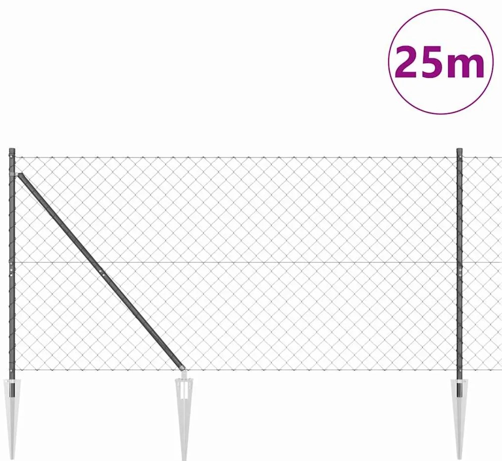 Conjunto de Postes de Cerca Cinzeto 1.4 x 25 m Aço Galvanizado