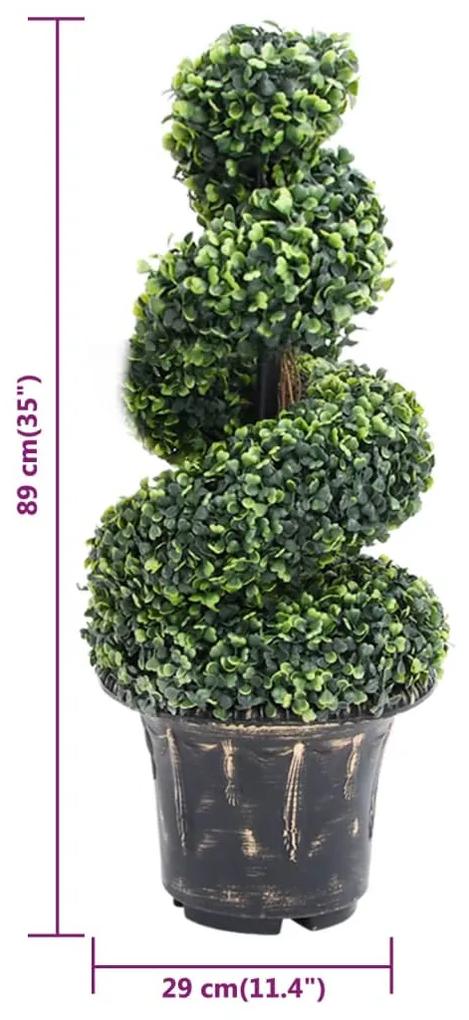 Planta artificial buxo em espiral com vaso 89 cm verde