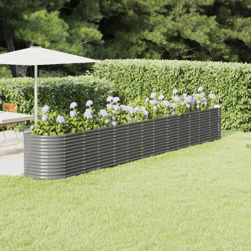 vidaXL Canteiro elevado jardim 512x80x68cm aço revestido a pó cinzento