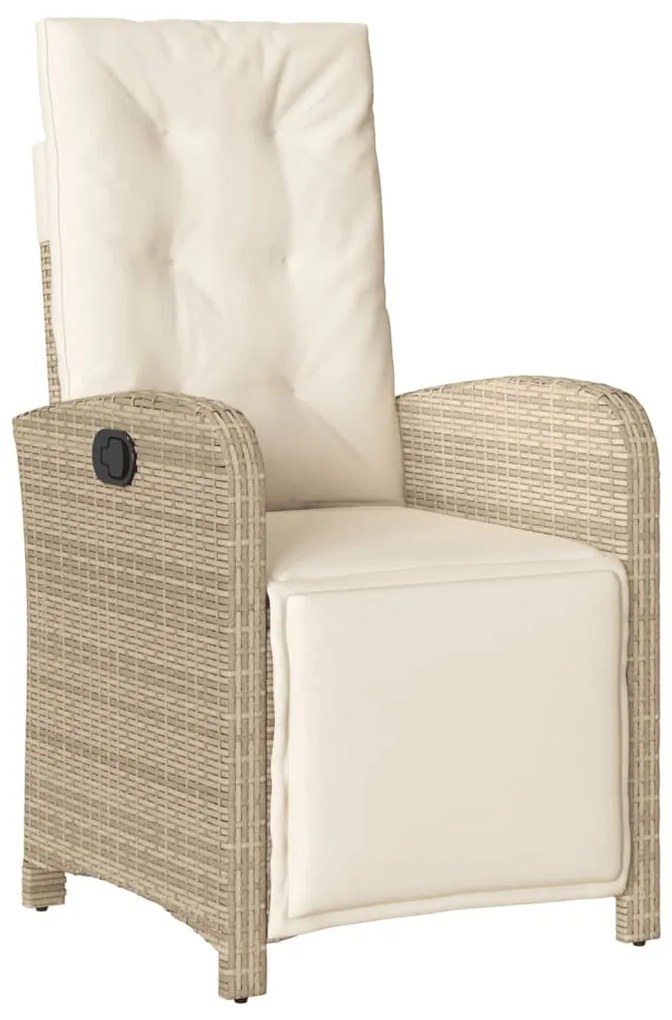 7 pcs conjunto de jantar p/ jardim com almofadões vime PE bege