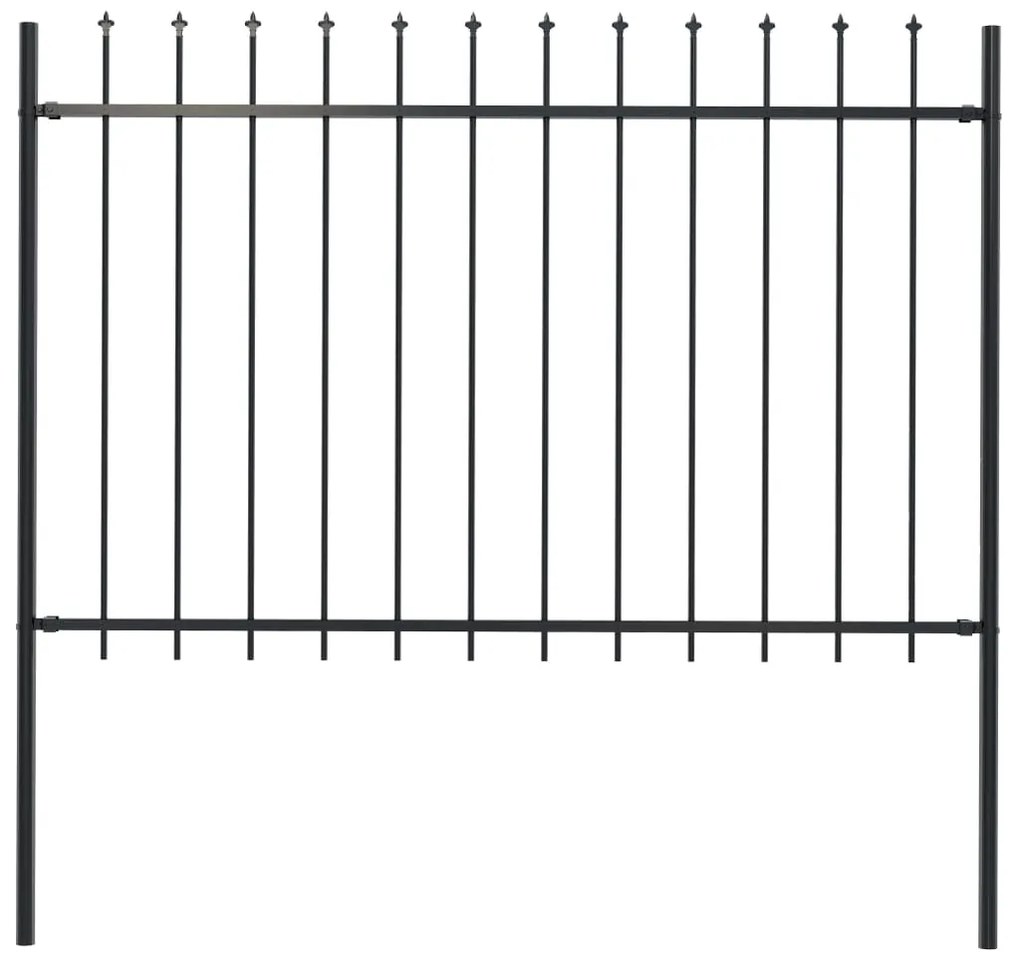 144926 vidaXL Cerca de jardim com topo lanças 1,7x1,2 m aço preto