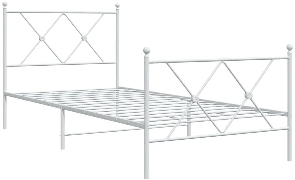 Estrutura de cama com cabeceira e pés 90x200 cm metal branco