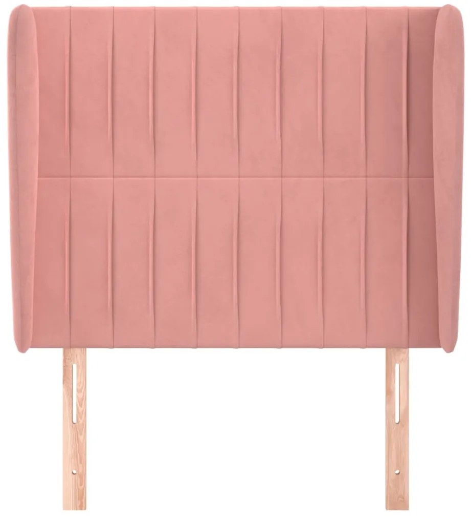 Cabeceira cama c/ abas veludo 103x23x118/128 cm rosa