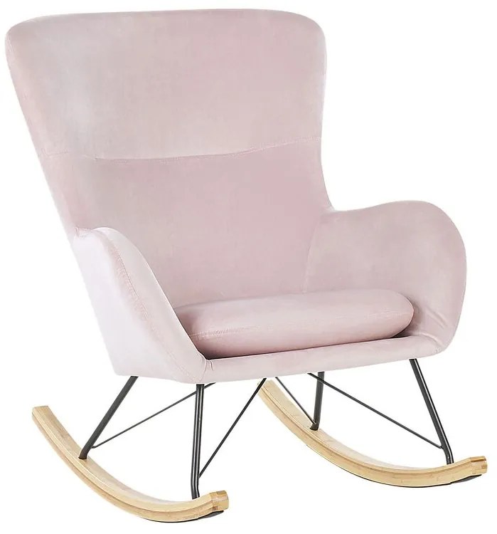 Cadeira de baloiço em veludo rosa ELLAN Beliani