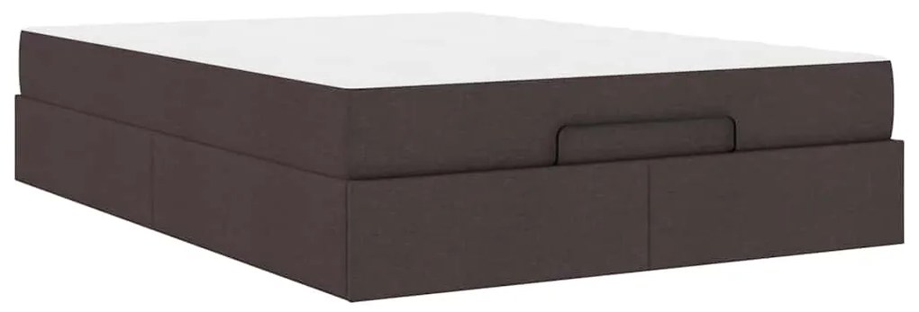 Estrutura da Cama Castanho escuro 140 x 200 cm tecido