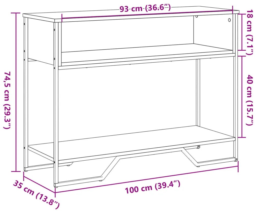 Mesa consola 100x35x74,5 cm derivados de madeira preto