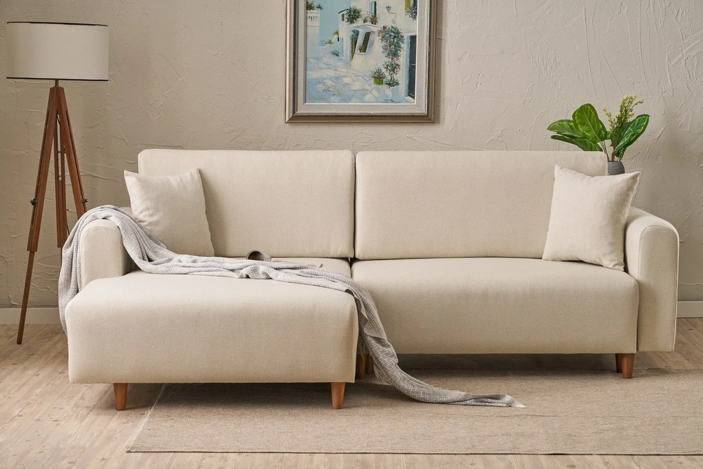 Sofá-Cama de Canto Mane – Creme – 246 x 85 x 160 cm