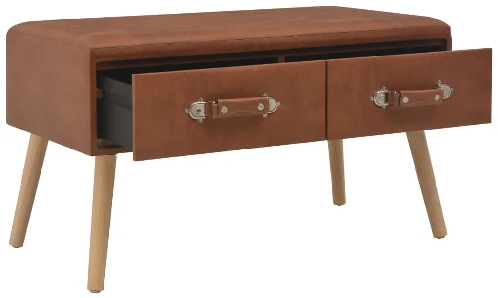 Banco com gavetas 80 cm couro artificial castanho