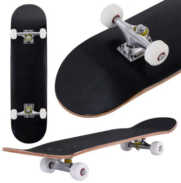 Skateboard Longboards para Crianças Prancha de Madeira de Bordo 79x20cm com 4 Rodas PU Fúcsia Preto
